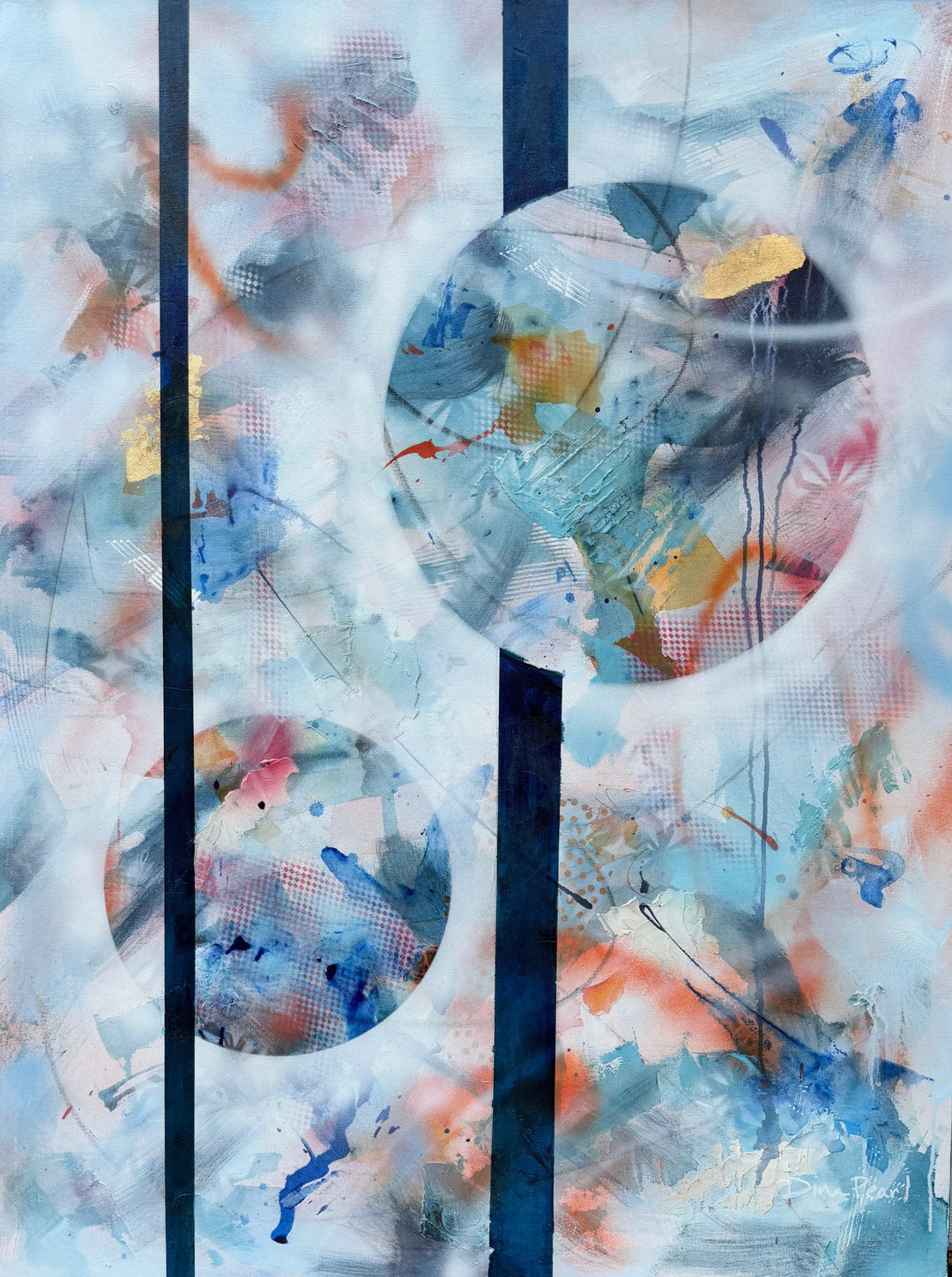 Abstract art with colorful splashes on a white background